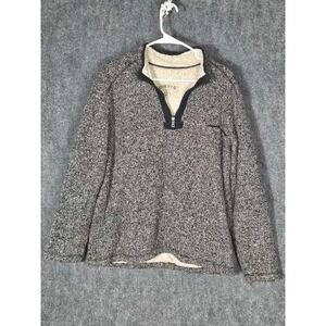 Orvis Men's Sherpa Lined Quarter Zip Sweater Heathered Gray Size L Winter Casual